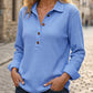 🌙 OFFRE LIMITÉE -50% ! 💕 Haut Henley à manches longues en tricot gaufré pour femme