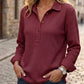🌙 OFFRE LIMITÉE -50% ! 💕 Haut Henley à manches longues en tricot gaufré pour femme