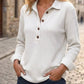 🌙 OFFRE LIMITÉE -50% ! 💕 Haut Henley à manches longues en tricot gaufré pour femme