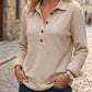 🌙 OFFRE LIMITÉE -50% ! 💕 Haut Henley à manches longues en tricot gaufré pour femme