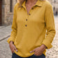 🌙 OFFRE LIMITÉE -50% ! 💕 Haut Henley à manches longues en tricot gaufré pour femme