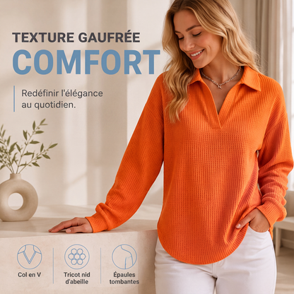 🌙 OFFRE LIMITÉE -50% ! 💕 Haut en maille pour femme à col V et manches longues