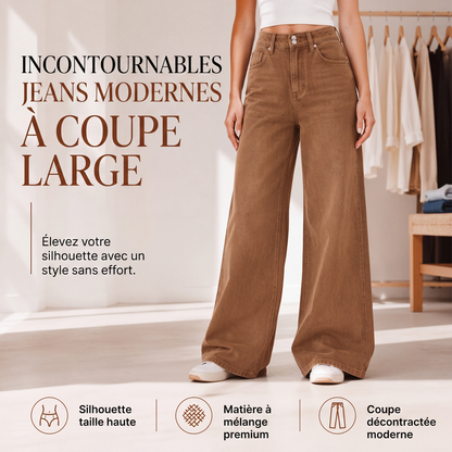 🌸 OFFRE LIMITÉE –50% ! ✨ Jeans décontractés taille haute jambe large pour femme