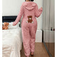🌙 OFFRE LIMITÉE -50% ! 💕 Pyjama une-pièce à capuche motif ours mignon pour femme