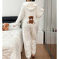 🌙 OFFRE LIMITÉE -50% ! 💕 Pyjama une-pièce à capuche motif ours mignon pour femme