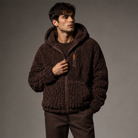 📢📢50 % DE RÉDUCTION !! ⏰ Veste en polaire à capuche zippée pour homme