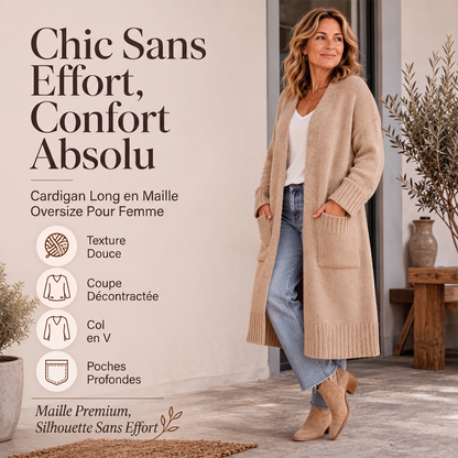 🌸 OFFRE LIMITÉE –50% ! ✨ Cardigan long en maille à col ouvert pour femme