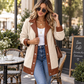 🌸 OFFRE LIMITÉE –50% ! ✨ Veste en peluche à patchwork et à col revers pour femme
