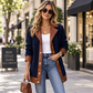 🌸 OFFRE LIMITÉE –50% ! ✨ Veste en peluche à patchwork et à col revers pour femme