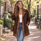 🌸 OFFRE LIMITÉE –50% ! ✨ Veste en peluche à patchwork et à col revers pour femme