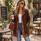 🌸 OFFRE LIMITÉE –50% ! ✨ Veste en peluche à patchwork et à col revers pour femme