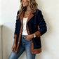 🌸 OFFRE LIMITÉE –50% ! ✨ Veste en peluche à patchwork et à col revers pour femme