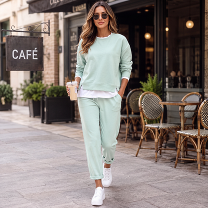 🌙 OFFRE LIMITÉE -50% ! 💕 Ensemble sweat et pantalon fausse deux pièces pour femme