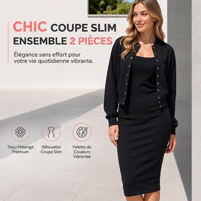 🌸 OFFRE LIMITÉE –50% ! ✨ Ensemble robe camisole élégante et veste courte pour femme