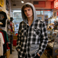 📢📢50 % DE RÉDUCTION !! ⏰ Veste-chemise à capuche en flanelle à carreaux pour homme
