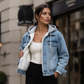 🌸 OFFRE LIMITÉE –50% ! ✨ Veste en jean à capuche superposée pour femme, avec doublure chaude