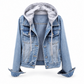 🌸 OFFRE LIMITÉE –50% ! ✨ Veste en jean à capuche superposée pour femme, avec doublure chaude