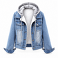 🌸 OFFRE LIMITÉE –50% ! ✨ Veste en jean à capuche superposée pour femme, avec doublure chaude