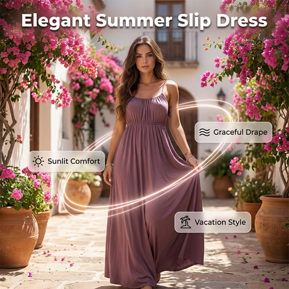 🔥 -50 % | 👗 Robe Longue Fluide Femme à Lien Ajustable – Élégance Sans Effort