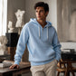 📢📢50 % DE RÉDUCTION !! ⏰ Sweat à capuche décontracté en velours côtelé pour homme, demi-zip
