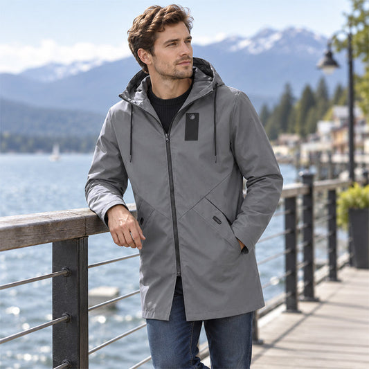 📢📢65 % DE RÉDUCTION !! ⏰ Trench coupe-vent à capuche mi-long pour homme