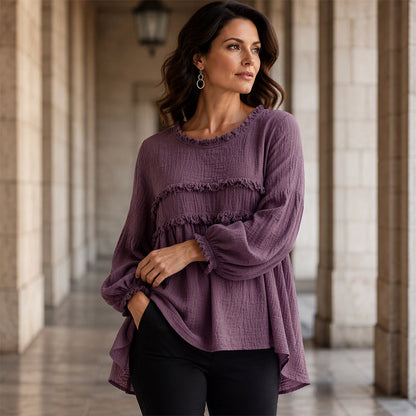 🌸 OFFRE LIMITÉE –50% ! ✨ Haut femme coupe ample à franges