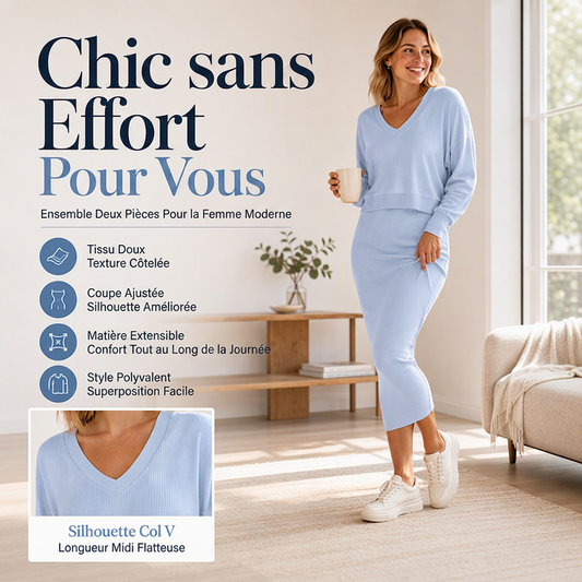 🌸 OFFRE LIMITÉE –50% ! ✨ Ensemble sweatshirt épaules dénudées et robe camisole pour femme
