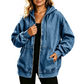 🔥 50% DE RÉDUCTION ! ✨Veste en jean à capuche zippée coupe ample pour femme