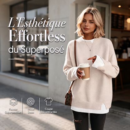 💎 50% DE RÉDUCTION ! 💎 Pull en maille fausse deux pièces pour femme