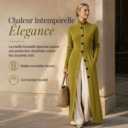 🌸 OFFRE LIMITÉE –50% ! ✨ Manteau pull long cardigan long à col roulé et tricot torsadé pour femme