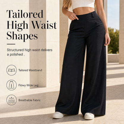 🔥 -50 % | 👖 Pantalon Large Taille Haute Femme – Tombé Fluide & Silhouette Élancée