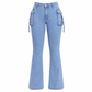 🔥 -50 % | 👖 Jean Cargo Flare Femme – Taille Haute, Stretch & Silhouette Allongée