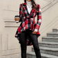 🔥 -50 % | 🧥 Manteau Carreaux Femme – Coupe Peplum & Silhouette Élégante