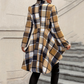🔥 -50 % | 🧥 Manteau Carreaux Femme – Coupe Peplum & Silhouette Élégante