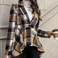 🔥 -50 % | 🧥 Manteau Carreaux Femme – Coupe Peplum & Silhouette Élégante