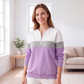 🔥 -50 % | 🎨 Sweat Demi-Zip Color-Block Femme – Décontracté & Tendance