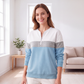 🔥 -50 % | 🎨 Sweat Demi-Zip Color-Block Femme – Décontracté & Tendance