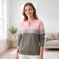 🔥 -50 % | 🎨 Sweat Demi-Zip Color-Block Femme – Décontracté & Tendance