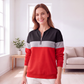 🔥 -50 % | 🎨 Sweat Demi-Zip Color-Block Femme – Décontracté & Tendance