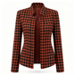 🔥 -50 % | 🖤 Veste Pied-de-Poule Femme – Coupe Ajustée & Col Montant Fendu
