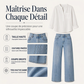 🔥 -50 % | 👖 Jean Large Femme à Coutures Devant – Silhouette Élancée & Look Moderne