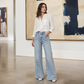 🔥 -50 % | 👖 Jean Large Femme à Coutures Devant – Silhouette Élancée & Look Moderne