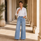 🔥 -50 % | 👖 Jean Large Femme à Coutures Devant – Silhouette Élancée & Look Moderne
