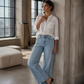 🔥 -50 % | 👖 Jean Large Femme à Coutures Devant – Silhouette Élancée & Look Moderne