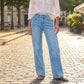🔥 -50 % | 👖 Jean Large Femme à Coutures Devant – Silhouette Élancée & Look Moderne
