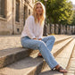 🔥 -50 % | 👖 Jean Large Femme à Coutures Devant – Silhouette Élancée & Look Moderne