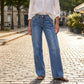 🔥 -50 % | 👖 Jean Large Femme à Coutures Devant – Silhouette Élancée & Look Moderne