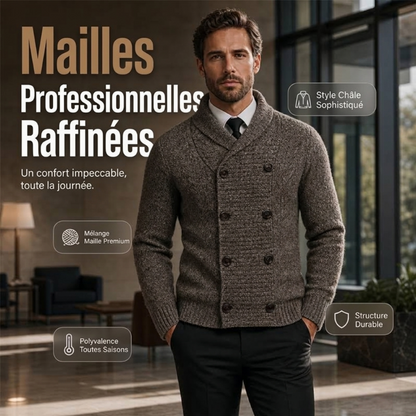 🔥 -50 % | 🧥 Cardigan Homme Col Châle – Double Boutonnage & Style Élégant