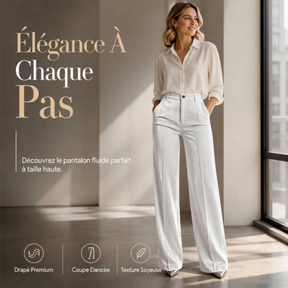🔥 -50 % | 👖 Pantalon Fluide Femme Taille Haute – Coupe Large & Élégance Décontractée