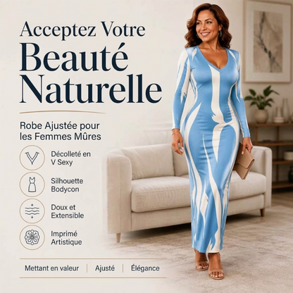 🔥 -50 % | 👗 Robe Longue Imprimée Femme – Coupe Ajustée & Élégance Féminine